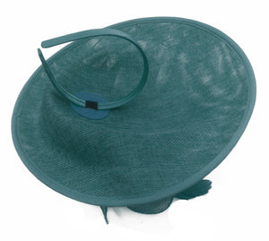 Caprilite Big Saucer Sinamay Teal Turquoise & Black Mixed Colour Fascinator On Headband