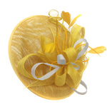 Caprilite Big Saucer Sinamay Yellow & Cream Ivory Mixed Colour Fascinator On Headband