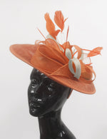 Caprilite Big Saucer Sinamay Orange & Cream Ivory Mixed Colour Fascinator On Headband