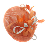 Caprilite Big Saucer Sinamay Orange & Cream Ivory Mixed Colour Fascinator On Headband