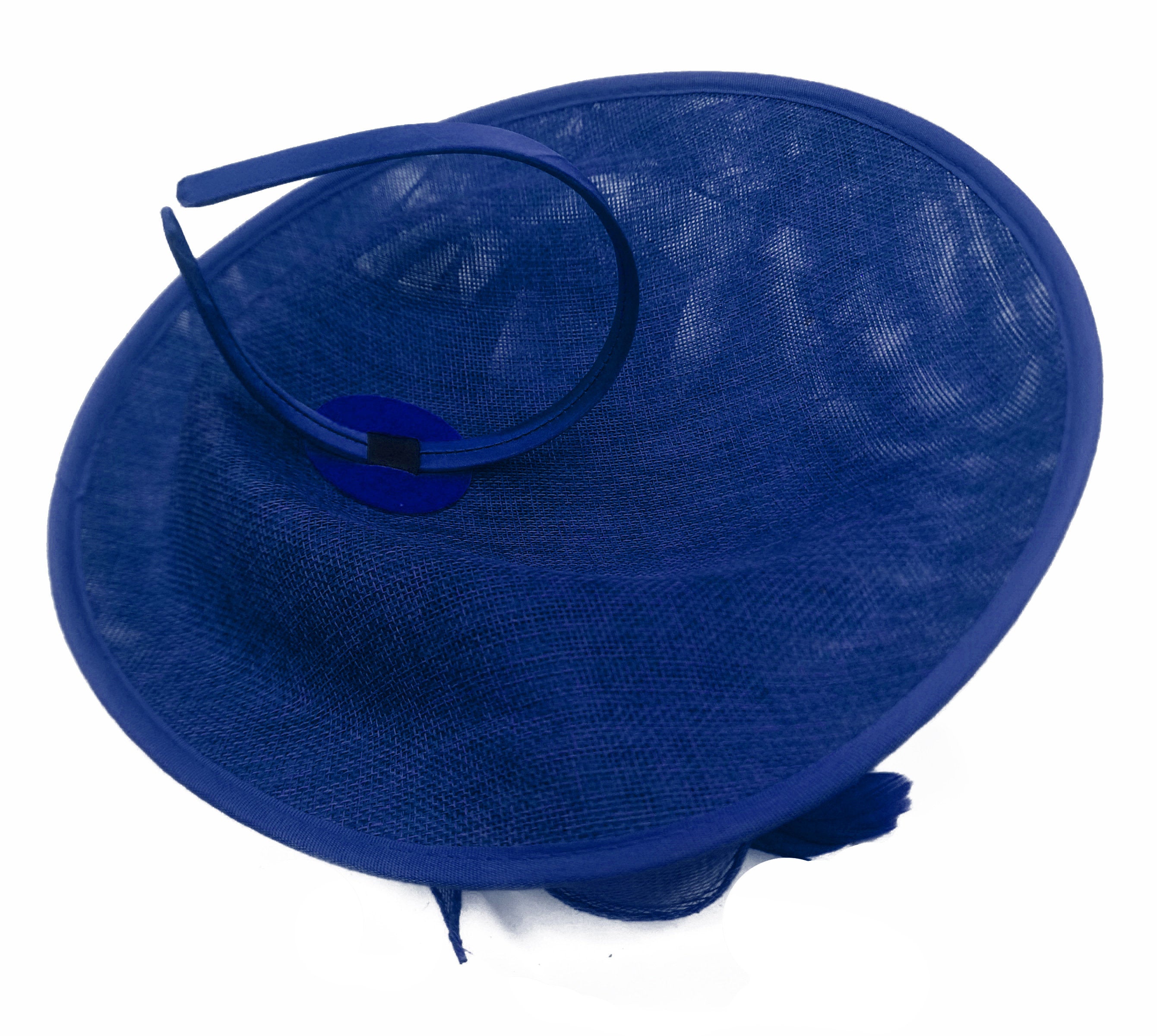 Caprilite Big Saucer Sinamay Royal Blue & Peach Mixed Colour Fascinator On Headband