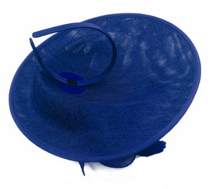Caprilite Big Saucer Sinamay Royal Blue & Black Mixed Colour Fascinator On Headband