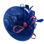 Caprilite Big Saucer Sinamay Royal Blue & Plum Mixed Colour Fascinator On Headband