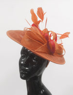 Caprilite Big Saucer Sinamay Orange & Red Mixed Colour Fascinator On Headband