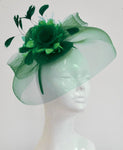 Pop Hat with Veil in Emerald Green and Jade on Headband Fascinator Hatinator