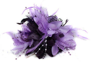Caprilite Dark and Lilac Light Purple Fascinator Black Headband Clip Comb Flower Corsage