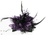 Caprilite Black and Purple Fascinator on Headband Flower Corsage