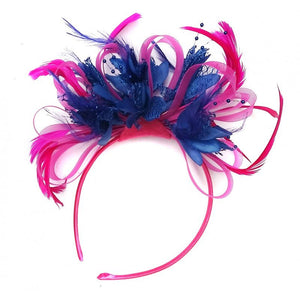 Caprilite Fuchsia Hot Pink Hoop & Royal Blue Fascinator On Headband