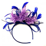 Caprilite Royal Blue & Lilac Purple Feathers Fascinator On Headband