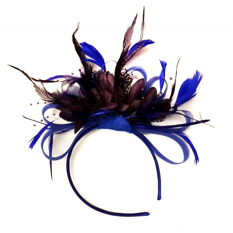 Caprilite Royal Blue & Dark Purple Feathers Fascinator On Headband