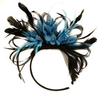 Caprilite Black Hoop & Aqua Turquoise Blue Fascinator on Headband