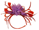 Caprilite Red Hoop & Lilac Purple Feathers Fascinator on Headband Ascot Wedding