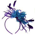 Caprilite Purple Hoop & Aqua Blue Feathers Fascinator On Headband