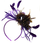 Caprilite Purple Hoop & Coffee Brown Feathers Fascinator On Headband
