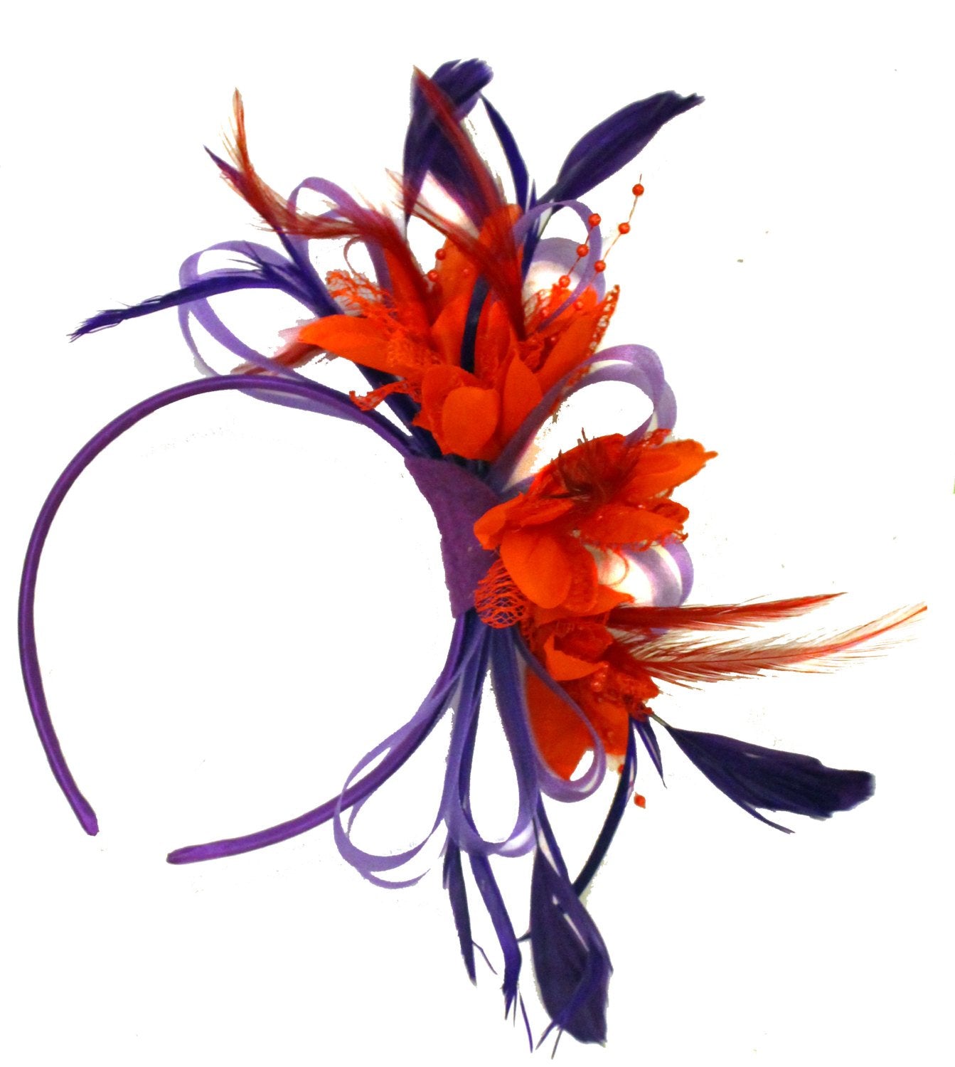 Caprilite Purple & Red Fascinator Headband Alice Band Wedding Ascot Races Loop Net