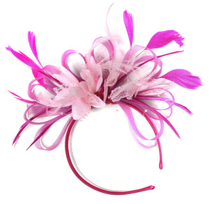 Caprilite Fuchsia Pink & Baby Pink Feathers Fascinator On Headband
