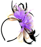 Caprilite Nude Salmon Pink & Lilac Purple Fascinator on Headband AliceBand UK Wedding Ascot Races Loop