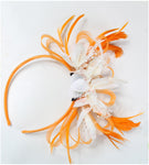 Caprilite Orange & White Fascinator on Headband AliceBand UK Wedding Ascot Races Loop