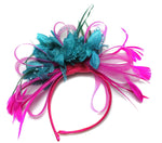 Caprilite Fuchsia Hot Pink Hoop & Dark Turquoise Teal Fascinator on Headband