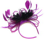 Caprilite Plum Magenta and Black Fascinator on Headband Alice Band UK Wedding Ascot Races Loop