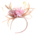 Caprilite Nude Salmon Pink and Baby Fascinator on Headband Alice Band UK Wedding Ascot Races Loop