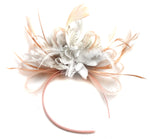 Caprilite Nude Salmon Pink and White on Headband Alice Band UK Wedding Ascot Races Loop