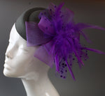 Caprilite Grey and Purple Fascinator Hat Pill Box Veil Hatinator UK Wedding Ascot Races Clip Felt
