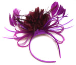 Caprilite Plum Magenta and Burgundy Wine Fascinator on Headband Alice Band UK Wedding Ascot Races Loop