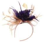 Caprilite Nude Salmon Pink and Dark Purple on Headband Alice Band UK Wedding Ascot Races Loop