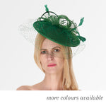 Medium saucer sinamay headband fascinator with birdcage veil by Caprilite UK