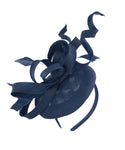 Navy Blue Swirl Fascinator on Round Pillbox Headband