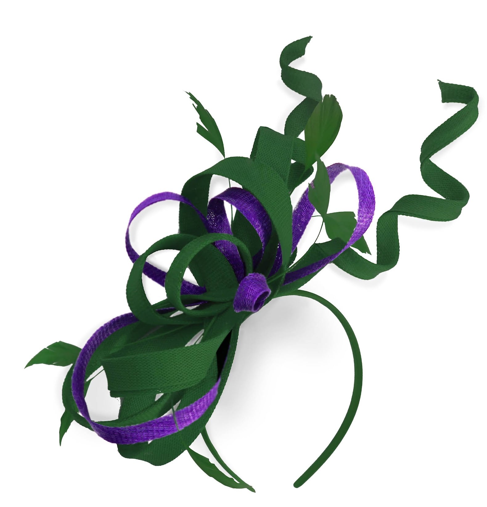 Caprilite Green and Purple Wedding Swirl Fascinator Headband Alice Band Ascot Races Loop Net