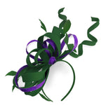 Caprilite Green and Purple Wedding Swirl Fascinator Headband Alice Band Ascot Races Loop Net