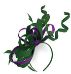 Caprilite Green and Dark Purple Wedding Swirl Fascinator Headband Alice Band Ascot Races Loop Net
