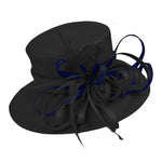 Black and Navy Blue Large Queen Brim Hat Occasion Hatinator Fascinator Weddings Formal