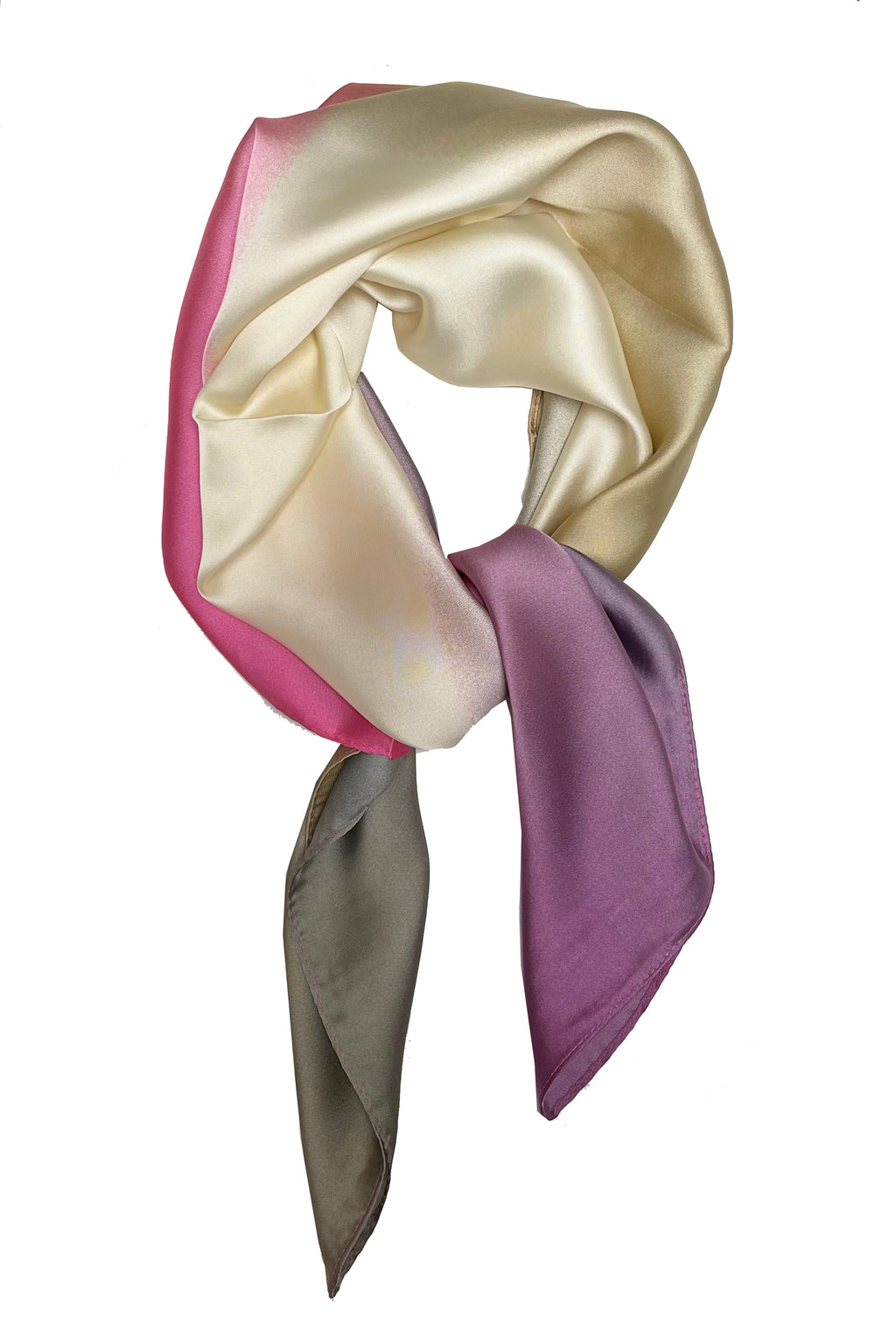 70 cm x 70 cm rose, crème, lilas cravate colorant imprimé motif carré écharpe grandes dames femmes fausse soie tête cou mince breloque pour sac