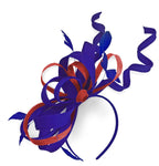 Caprilite Royal Blue and Red Wedding Swirl Fascinator Headband Alice Band Ascot Races Loop Net