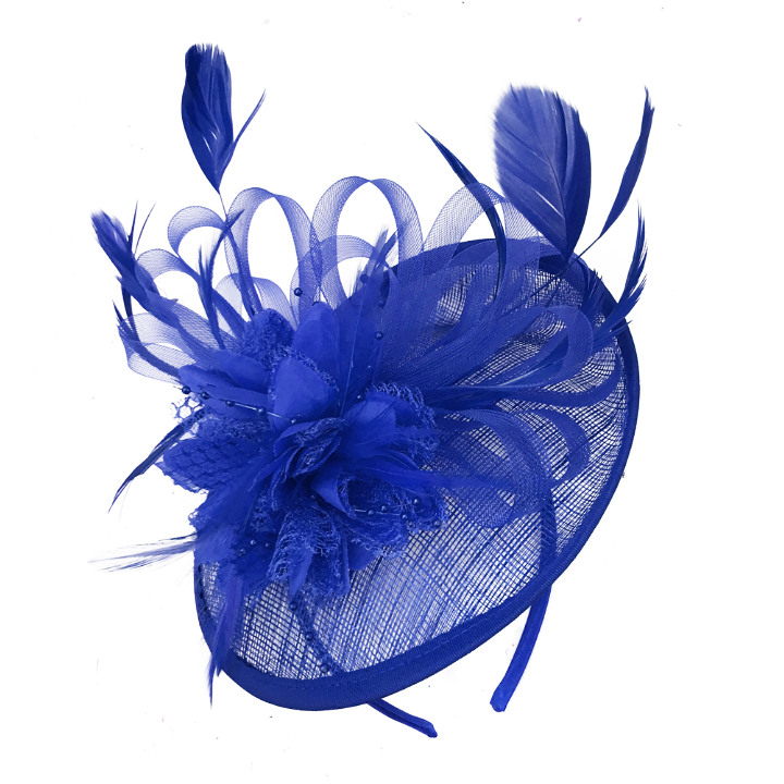 Cobalt Royal Blue Fascinator sinamay saucer disc for weddings and ascot races caprilite uk online shop clip hat hatinator