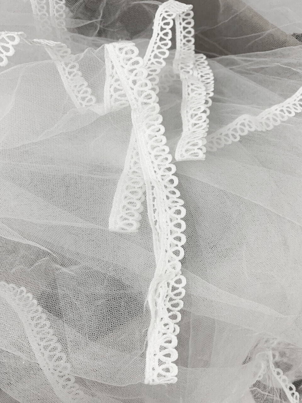 Caprilite Lace White Bridal Lace Wedding Veil on Comb