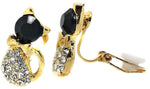 Gold and Black Kids Cat Stud Clip-On Earrings Ladies and Girls Caprilite UK Online Store Jewellery