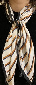 Burnt Orange and Cream Stripes Thin Scarf Spring and Summer