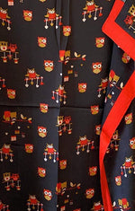 Black and Red Thin Summer Spring Scarf - Owls