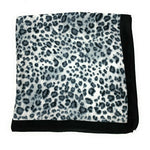 Big Square Ladies Womans Faux Silk Head Neck Thin Scarf Bag Charm - 70cm x 70cm [Leopard Animal Print - Black Grey]
