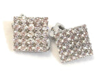 Classic Crystal Rhinestone Diamante Square CLIP ON Earrings Stud Mens Womens