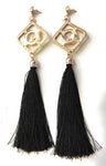 Black Super Long Funky Tassel Chandelier Dangle Party Earrings - Pierced or Clip On