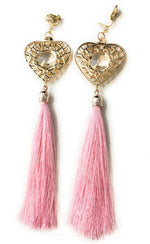 Baby pink Super Long Funky Tassel Chandelier Dangle Party Earrings - Pierced or Clip On