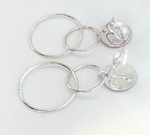 Women's Girls' Fashion Dangle Hoop CLIP ON Hoops Earrings Light Weight Copper - Silver