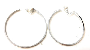 Boucles d'oreilles créoles à CLIP en argent pour femmes, 6cm, taille moyenne, en cuivre Non percé