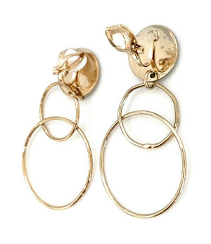 Boucles d'oreilles créoles à clipser tendance pour femmes et filles, cuivre léger - Or vintage
