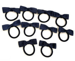 10 Girls Toddlers Hair Bow Elastic Bobbles Set - Primary School Colours - Navy